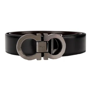FERRAGAMO Reversible And Adjustable Gancini Belt Black/Auburn