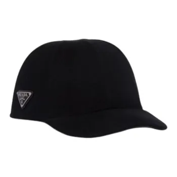 PRADA Wool Baseball Caps Unisex Black