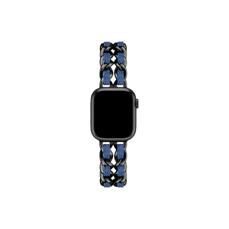 KVZUVUU Apple Compatibility Watch Band Metal, Denim Material-0