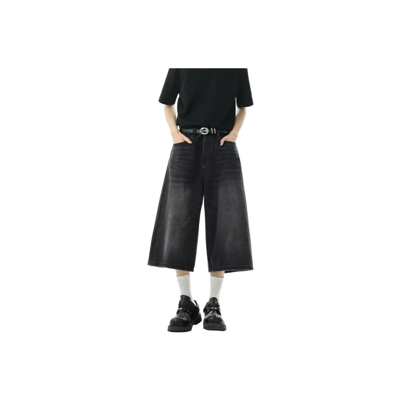 MGXEK Denim Shorts Unisex Black-0
