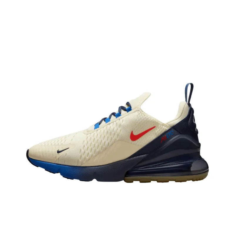 Nike Air Max 270 Anti Slip Wear Resistant Low Top Running Shoes Unisex White Blue-0