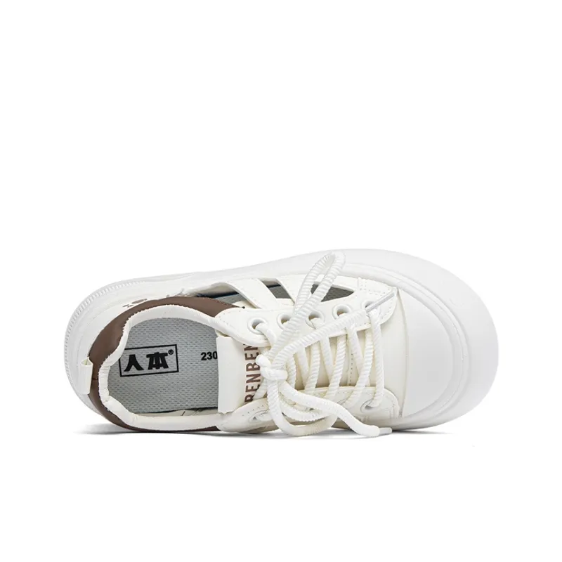 RENBEN Slip Resistant, Abrasion Resistant, Breathable Low Top Skateboard Shoes Women's Beige Coffee-4