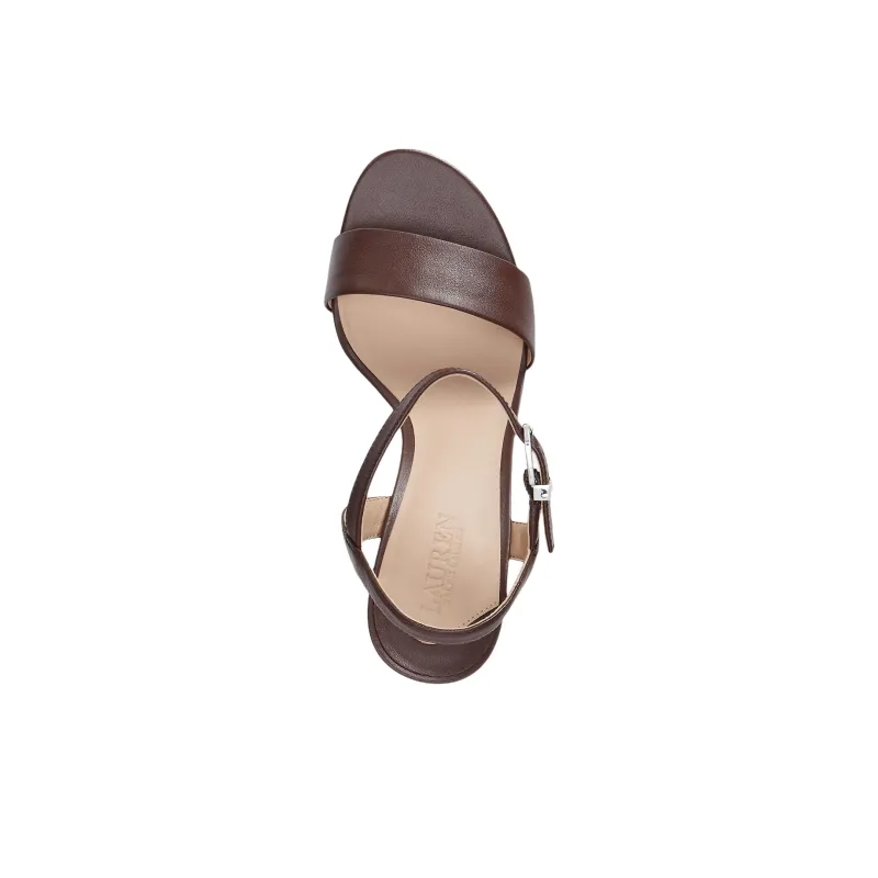 LAUREN RALPH LAUREN Gwen Nappa One Strap Sandals 9cm Women's Brown-3