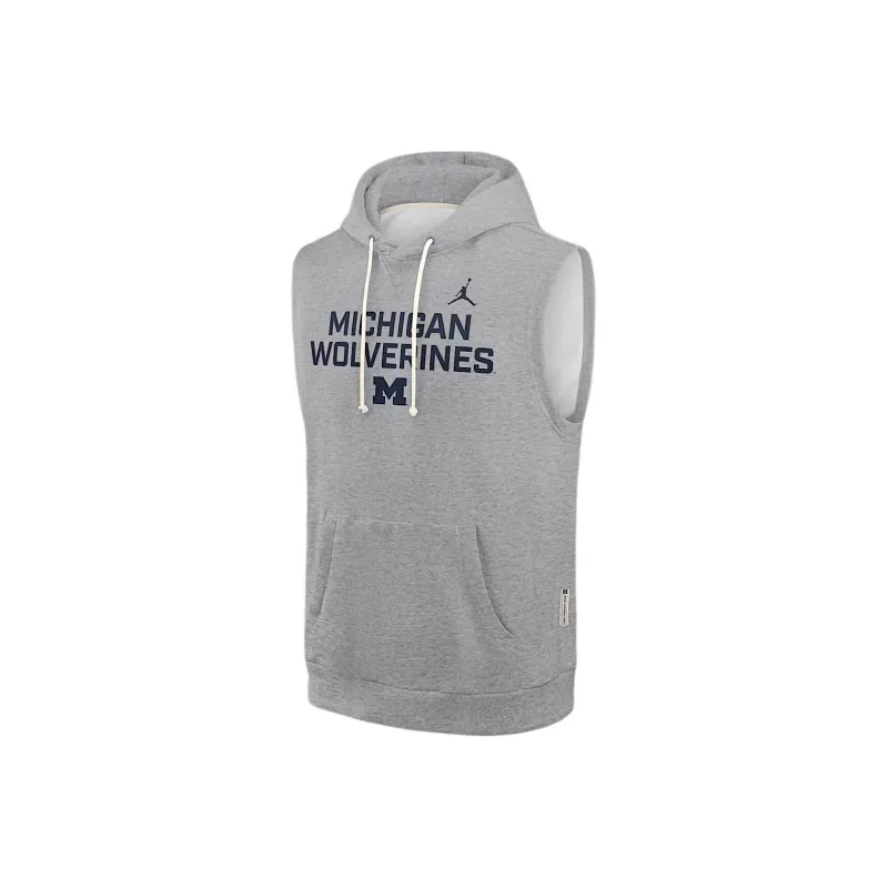 JORDAN Michigan Sideline Men's JORDAN Brand Dri FIT College Sleeveless Pullover Hoodie-0
