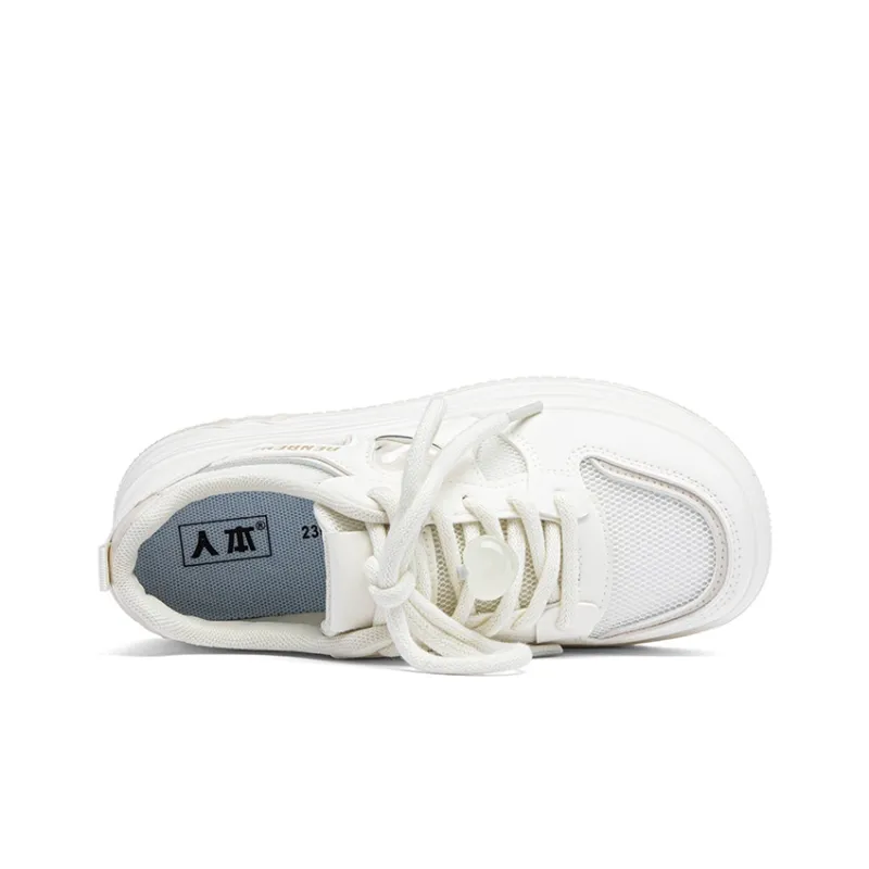 RENBEN Slip Resistant Abrasion Resistant Shock Absorbers Low Top Skateboard Shoes Women's White-3