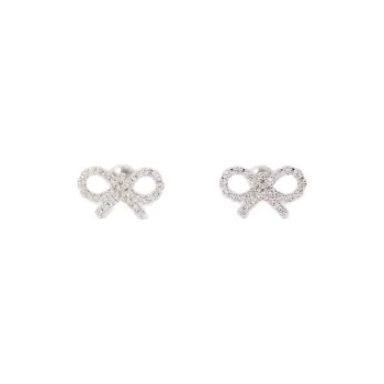 Self portrait Brass, Stainless Steel, Zircon Earrings Women's Silver
