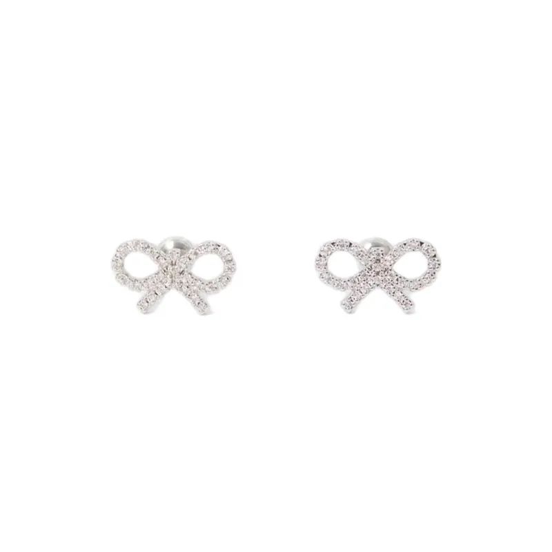 Self portrait Brass, Stainless Steel, Zircon Earrings Women's Silver-0
