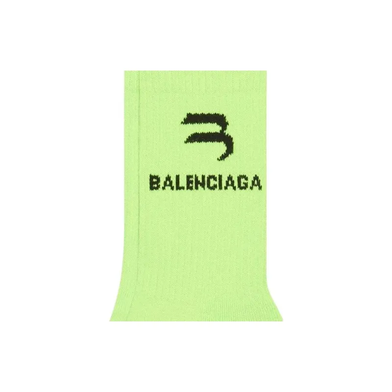 Balenciaga B Tennis Socks 'Grass Green/Black'-2
