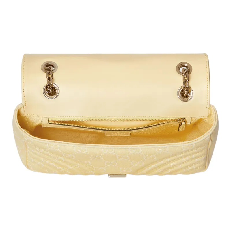 GUCCI GG Marmont Denim Crossbody Bag, Shoulder Bag Medium Size Women's Yellow & White-4