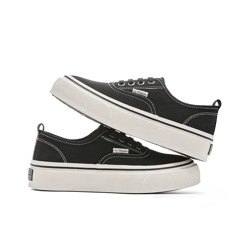 La Chapelle Breathable Low Top Canvas Shoes Women's Black-3