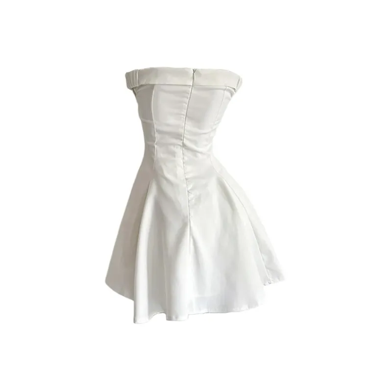 AHDO Sleeveless Dresses Women's White-1