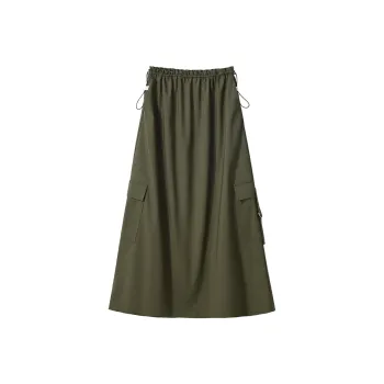 AMII Casual Long Skirts Women's Army Green