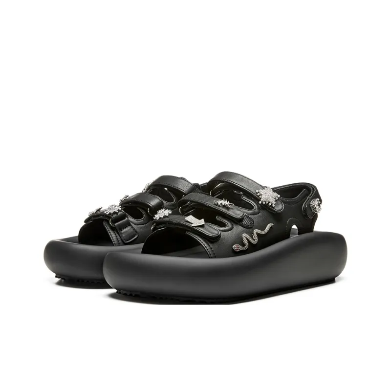 XMZY Initial Round Collection Year Of The Snake Limited Edition 'Ten Thousand Gold' One Strap Sandals Women's-1
