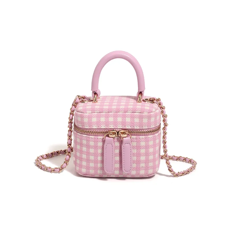BOBDOG Fabric Box Bag, Shoulder Bag, Crossbody Bag, Handbag Trumpets Women's Pink/Muted Green-1