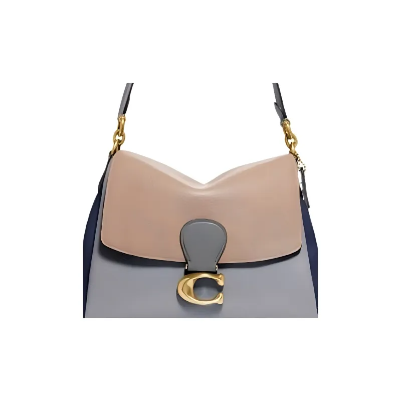 COACH May Leather Flap Bag, Crossbody Bag, Shoulder Bag Medium Size Women's Morandi Color-3