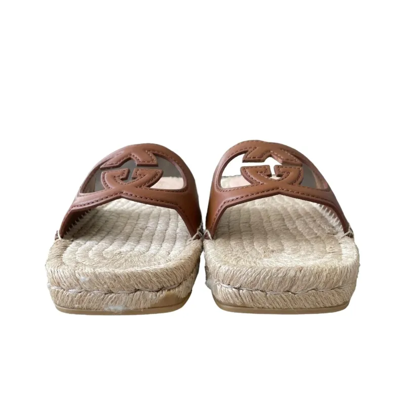 GUCCI Interlocking Slide Slippers Women's Brown-2