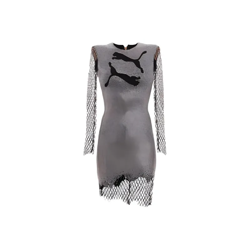 BALMAIN Long Sleeved Dresses Women's Gray-0
