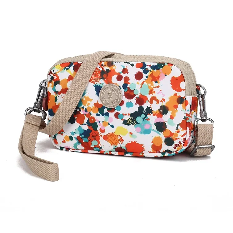 FIDO DIDO Oxford Small Square Bag Shoulder Bag, Crossbody Bag Women's Ink Splatter Flower-0