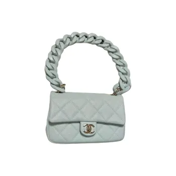 CHANEL Calfskin Shoulder Bag Mini Women's Light Blue