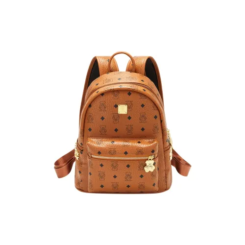 JANE KLAIN Synthetic Leather Backpack Tubas Women's Brown/Pink/Ecru