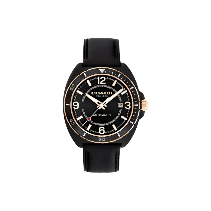 COACH Wrist Watch Automatic Mechanical Movement Leather Strap 44mm Black Dial Men's Watches-0