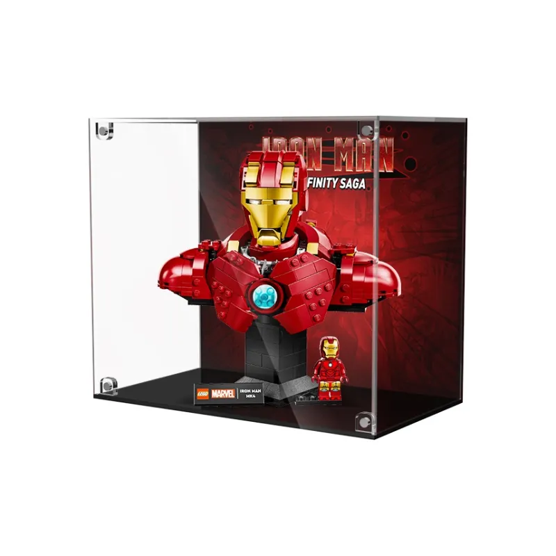 LIGHT YOUR BRICKS Compatibility Building Block 76327 Iron Man MK4 Half Body Figure Display Case Model Accessories-0