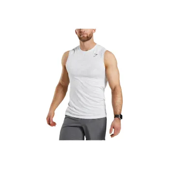 GYMSHARK Tank Top Men's White/Smoke Gray