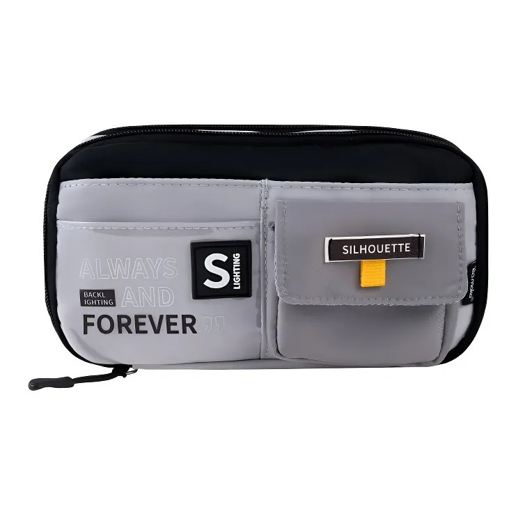 YIMULIN Large Capacity Multi Layer Minimalist Style Pencil Case Multifunction Pen Pouches-1