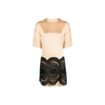 Stella McCartney Lace Embroidered Satin Midi Dress