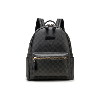 CARTELO PU With Polyester Backpack Unisex Black Plaid