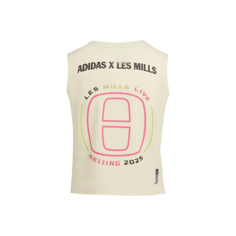 Adidas x LAIMEI,LIANMINGKUAN ClimacoolLES MILLS SS25 BEIJING TANK TOP Sport Vests Women's Ivory White-1