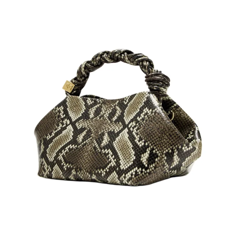 GANNI Leather One Shoulder Handbag Trumpets Women's Snakeskin Print Multicolor-1
