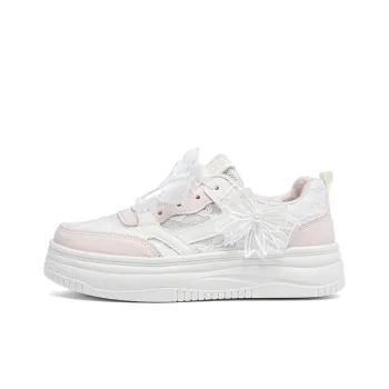 RENBEN Slip Resistant Shock Absorbers Low Top Skateboard Shoes Women's White Pink
