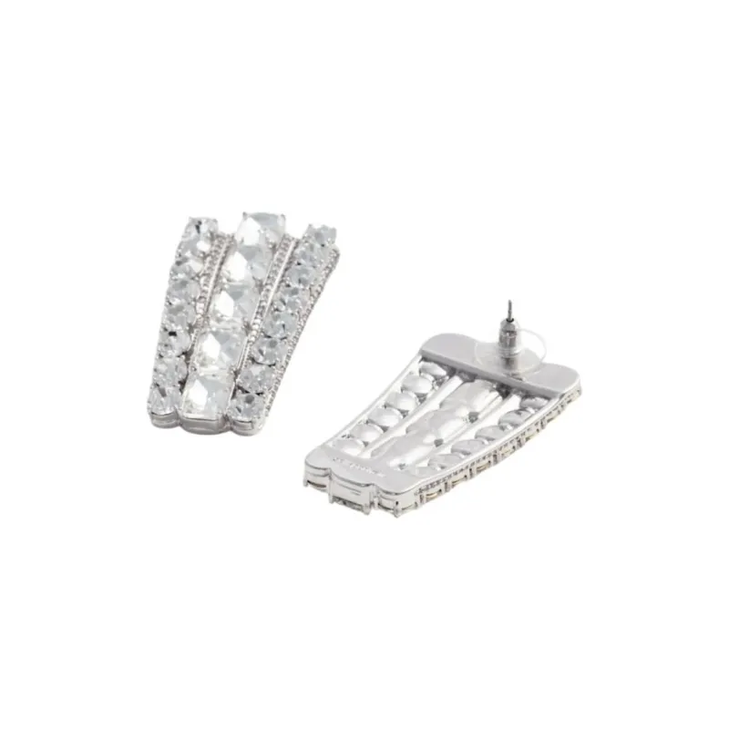 Self portrait Stainless Steel, Brass, Zircon Earrings Women's Silver-1