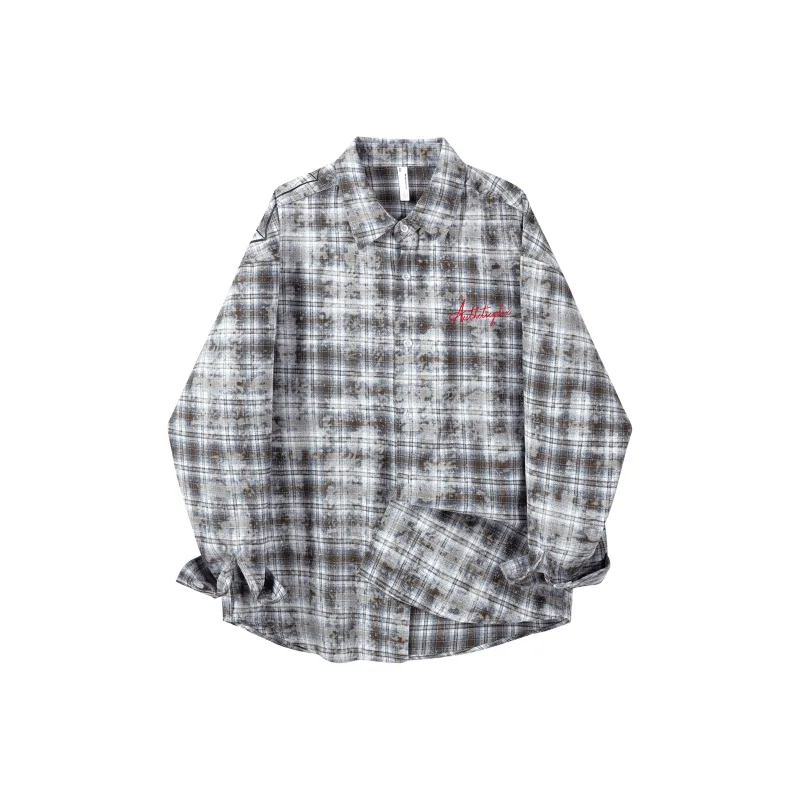 GDRX Shirt Unisex Blue White Plaid Tie-Dye-6