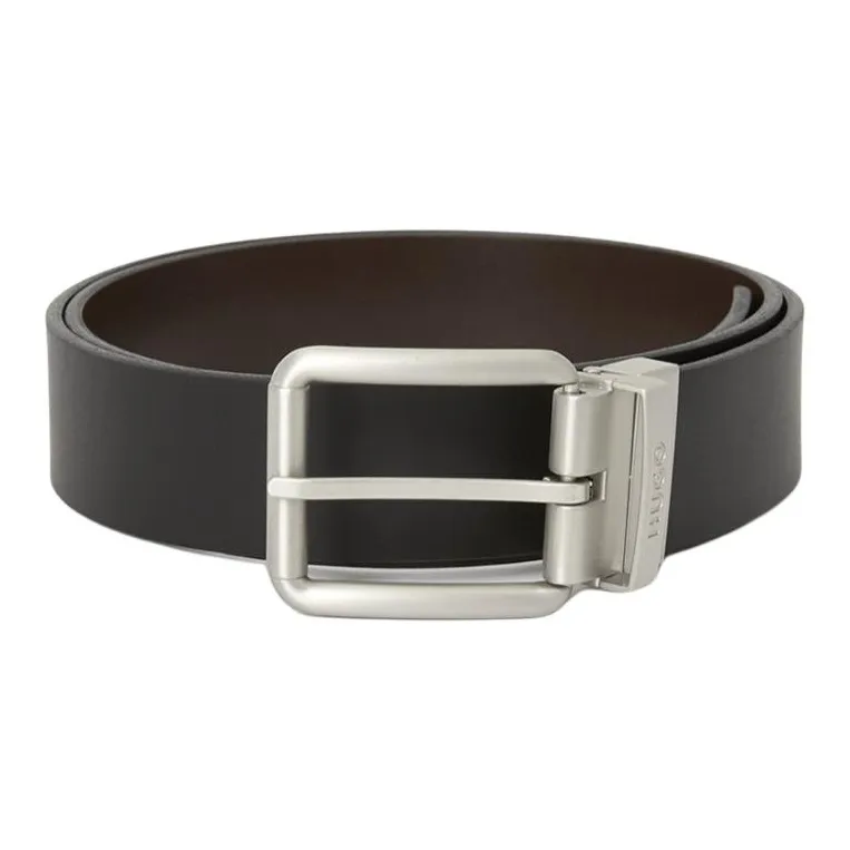 BOSS Cow Leather, Leather, Metal Leather Belts Men's Black 5.5CM-0