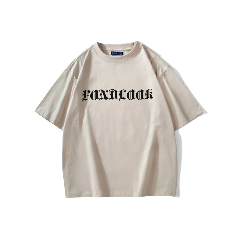 FONDLOOK T Shirts Unisex Light Beige Apricot-1