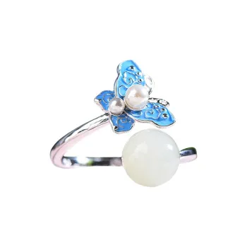 Jade Ink Love Hetian Jade Rings White Jade/Pale Greenish White Jade Women's