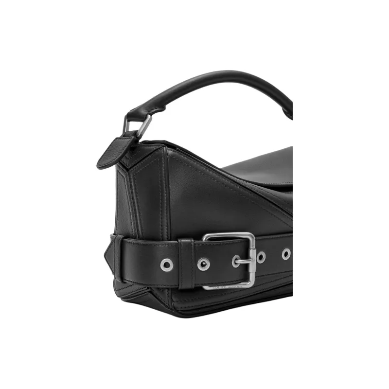 LOEWE Puzzle Bright Calfskin Shoulder Bag, Crossbody Bag, Handbag Trumpets Women's Black-6