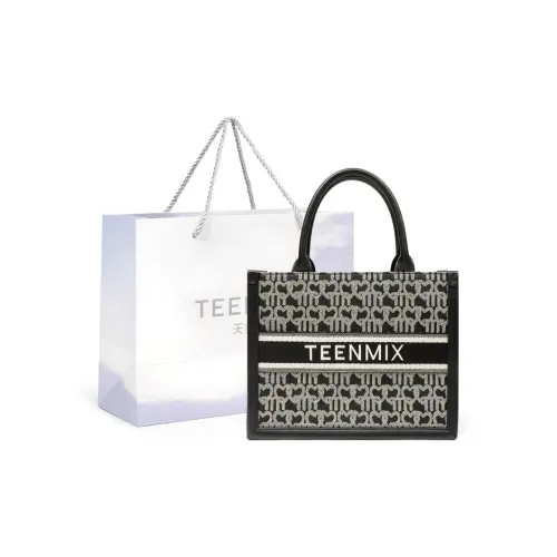 Teenmix Canvas Fabric Tote Handbag Regular Women's Black/Brown