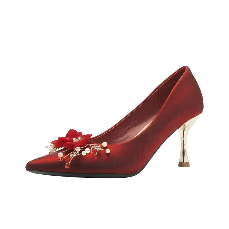 GOSO Slim Heel High Heels Women's Burgundy-0