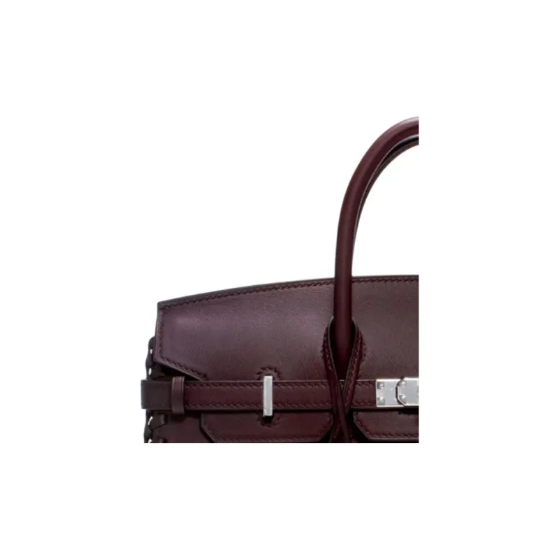 HERMES Birkin Wicker With Swift Cow Leather Birkin Bag Rattan Handbag Women's Beige & Black-1