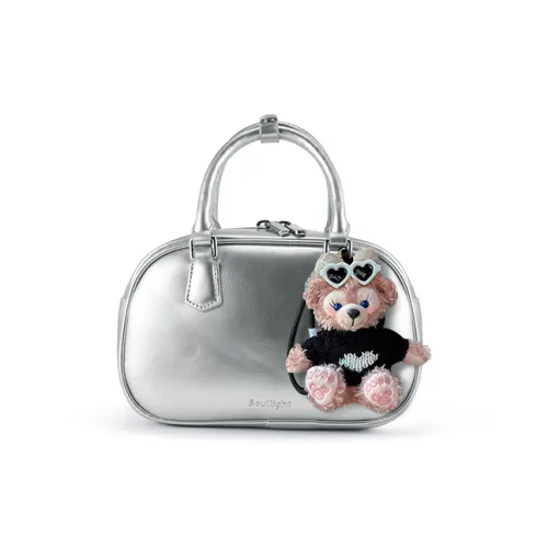 Soullight Soft Skin Feel Crossbody Cell Phone Pouch One Shoulder Handbag Bowling Bag Medium Size Women's Silver