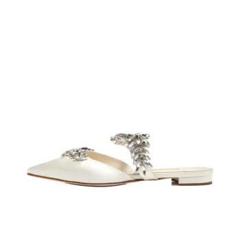 MANOLO BLAHNIK Slip Resistant Closed Toe Slippers Women's White