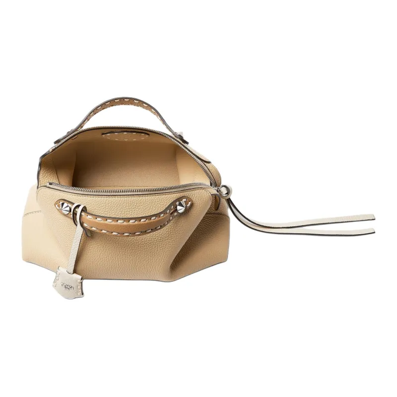 FENDI By The Way Series Leather Handbag Medium Size Women's Beige-4