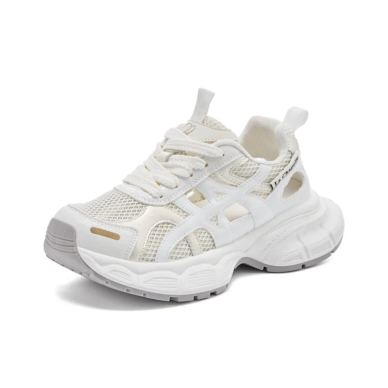 La Chapelle Abrasion Resistant Low Top Chunky Sneakers Women's White-1