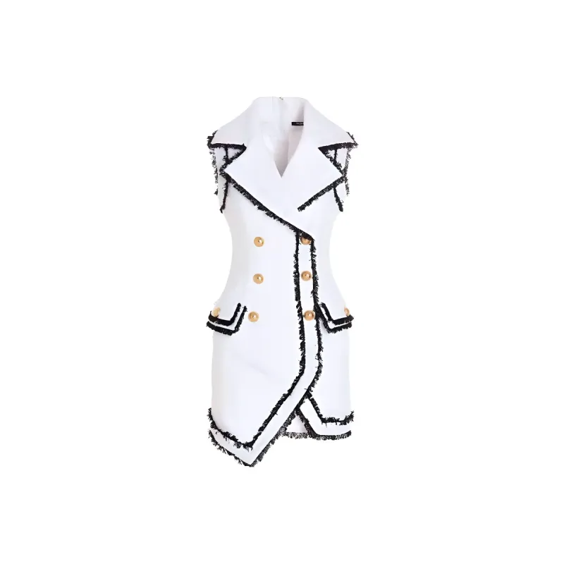 BALMAIN Sleeveless Dress Women's White-0