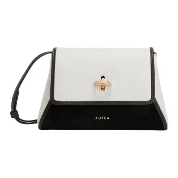 Furla Leather Crossbody Handbag Shoulder Bag Women's Cotton Candy With Black