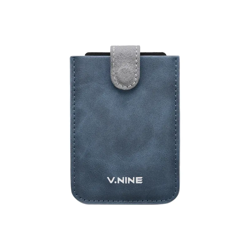 V.NINE Synthetic Leather Card Holder Men's Obsidian Black/Gray Blue/Light Brown-7