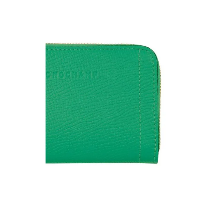 LONGCHAMP Mailbo Grain Cow Leather Wallet Women's Green-4